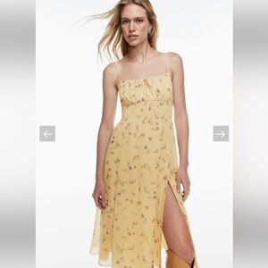 Aritzia Wilfred Genoa midi dress spring medley yellow XS